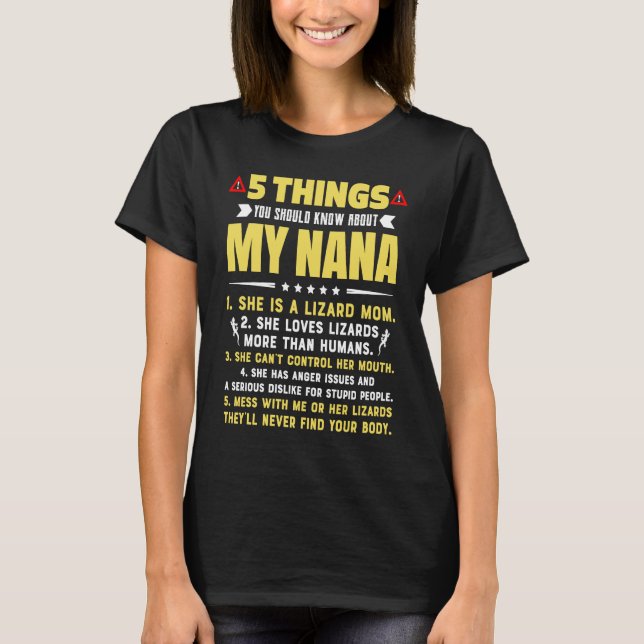 Camiseta 5 Things You Should Know About My Lizard Mom Grand (Frente)