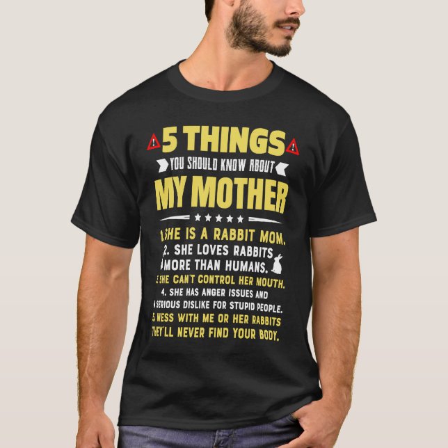 Camiseta 5 Things You Should Know About My Rabbit Mom Hilar (Frente)