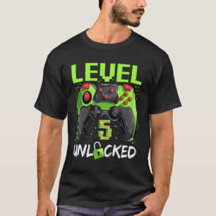 Camiseta 5 Years Old  Gamer Boy Birthday Level 5 Unlocked
