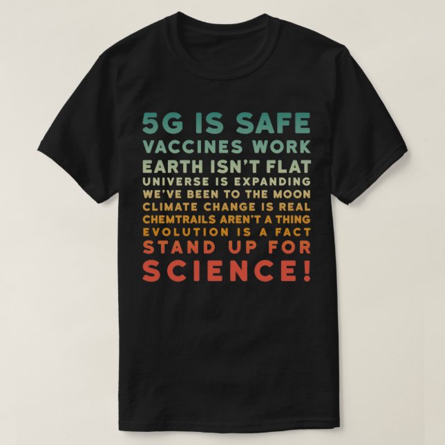 Camiseta 5G é Vacinas Seguras Trabalham Para A Ciência 2 (Frente do Design)