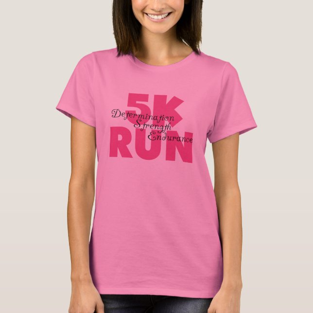 Camiseta 5K - Executar rosa (Frente)