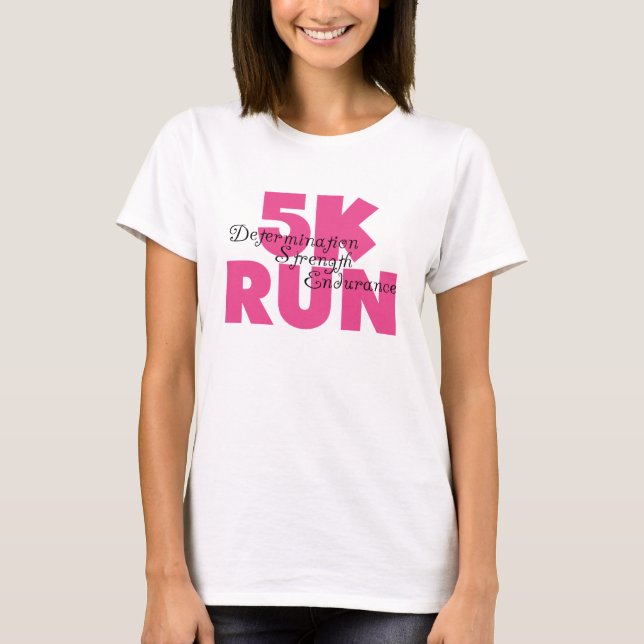 Camiseta 5K - Executar rosa (Frente)
