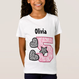 Camiseta 5o A zebra do aniversário listra V02B de cinco