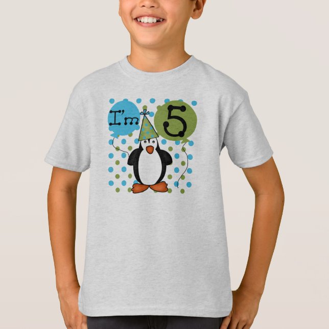 Camiseta 5o Aniversário do pinguim (Frente)