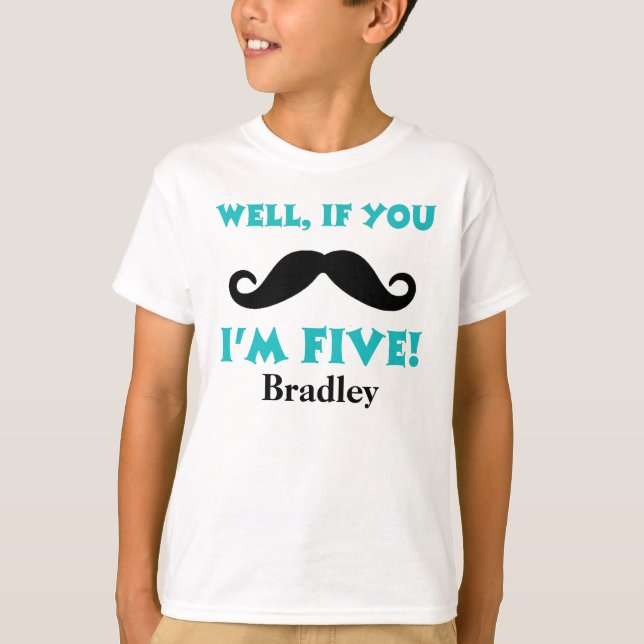 Camiseta 5o Bigode do aniversário personalizado (Frente)