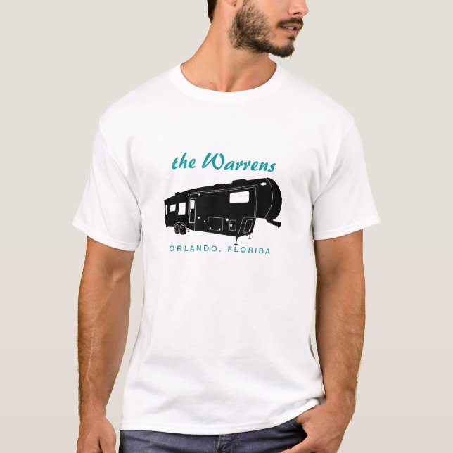 Camiseta 5o Gráfico da silhueta da roda rv (Frente)