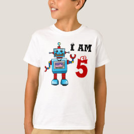 Camiseta 5o presente do menino do aniversário - robô