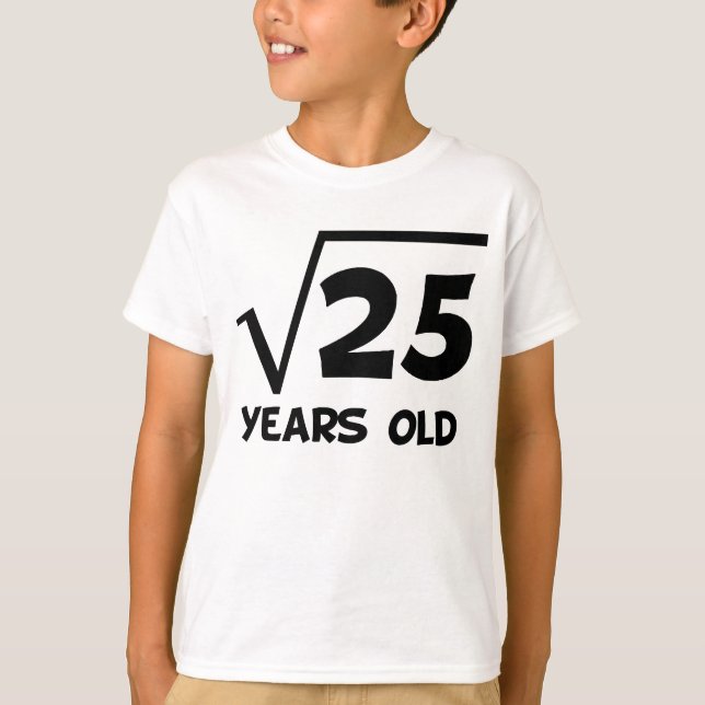 Camiseta 5o Raiz quadrada do aniversário de 25 (Frente)