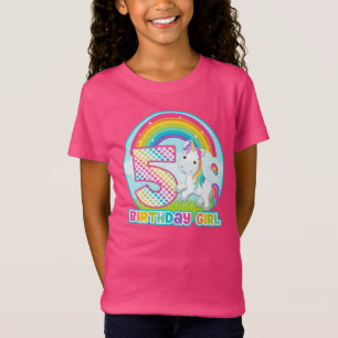 Camiseta 5o Unicórnio do arco-íris do aniversário - meni