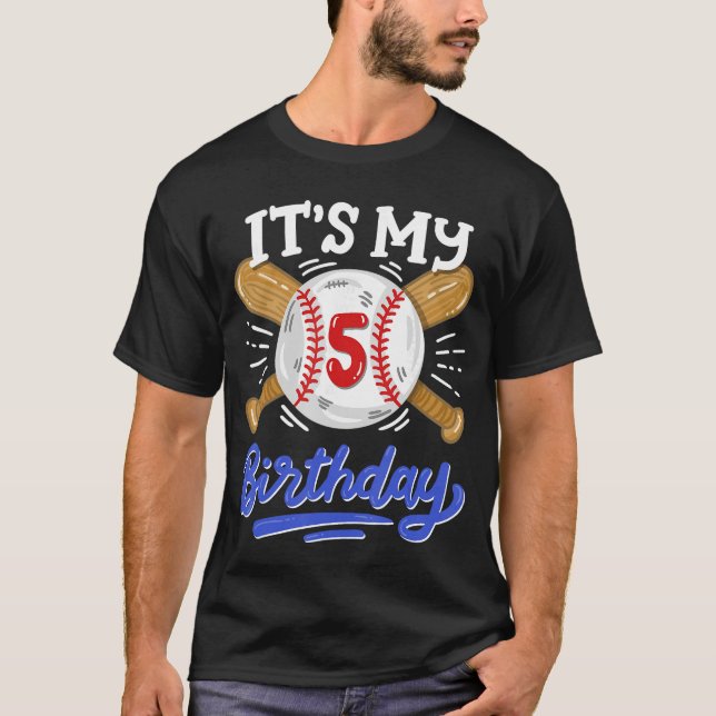 Camiseta 5th Baseball Birthday Party Boys Sport Fan 5 Years (Frente)