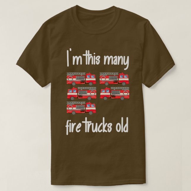 Camiseta 5th Birthday Firefighter I'm 5 Years - Five Fire T (Frente do Design)