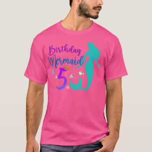 Camiseta 5th Birthday Mermaid Ocean 5 Years Old Magical Bda
