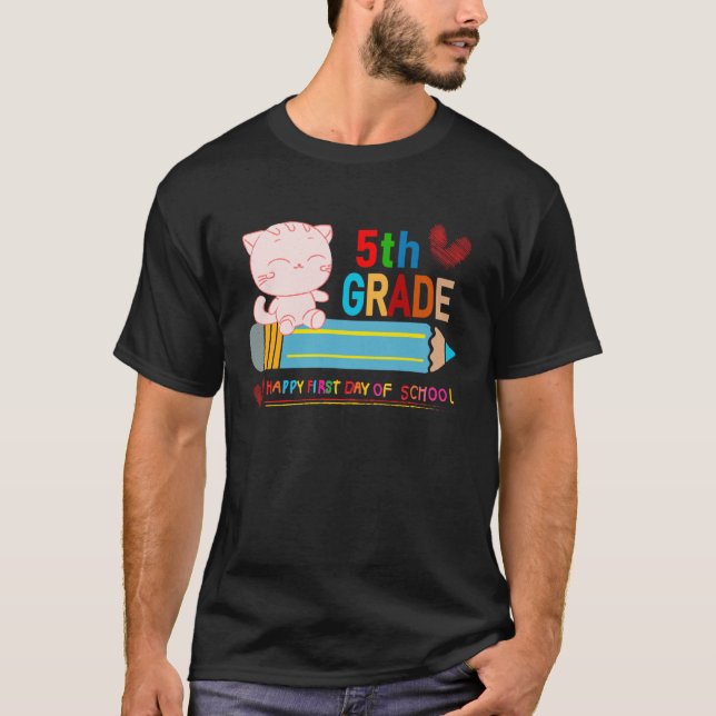 Camiseta 5th fifth grade Happy first day of school (Frente)