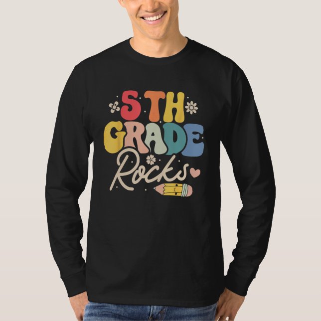 Camiseta 5th Fifth Grade Rocks  Back to School Teacher Stud (Frente)