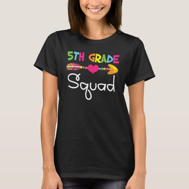 Camiseta 5th Fifth Grade Squad Back To School Teacher Stude (Frente)