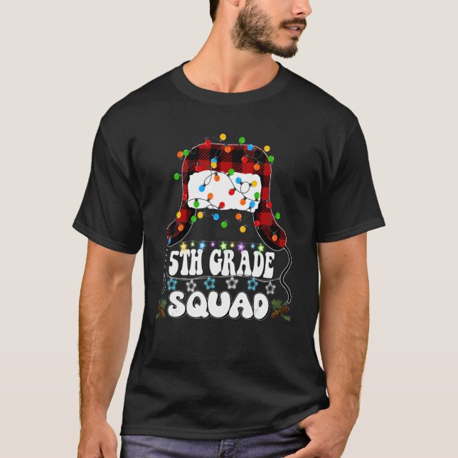 Camiseta 5th Fifth Grade Teacher Squad Reindeer  Teacher (Frente)