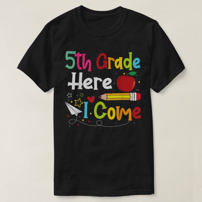 Camiseta 5th Grade Here I Come Teacher Back To School Boys  (Frente do Design)