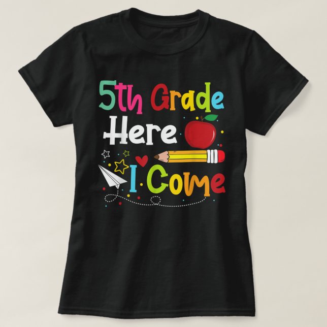 Camiseta 5th Grade Here I Come Teacher Back To School Boys  (Frente do Design)