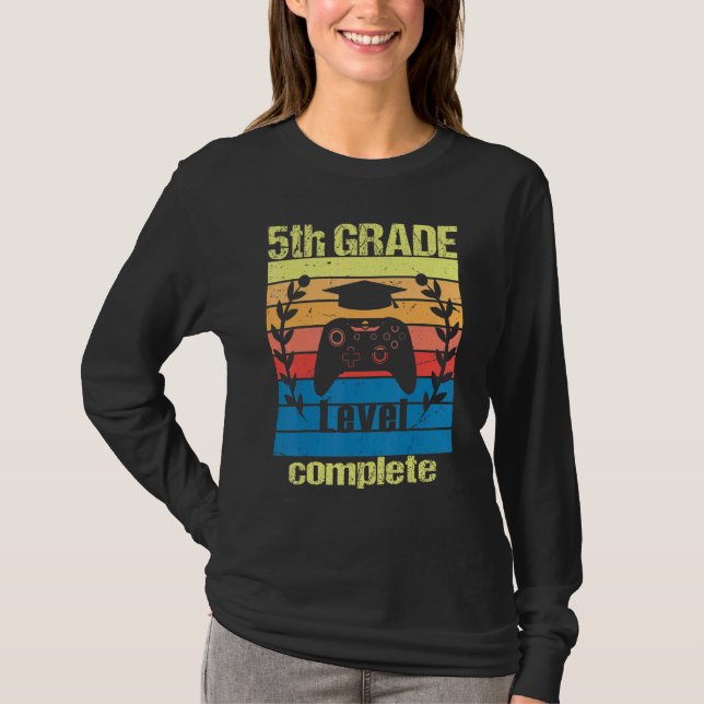 Camiseta 5th Grade Level Complete  Graduation Video Gamer C (Frente)