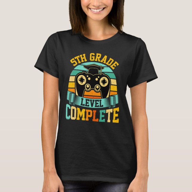 Camiseta 5th Grade Level Complete  Video Gaming Gamer Gradu (Frente)