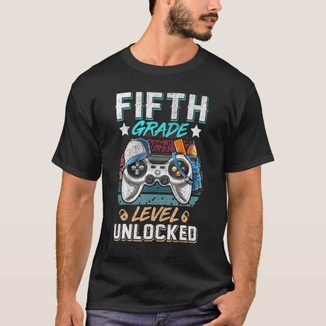 Camiseta 5th Grade Level Unlocked Video Game Back To School (Frente)