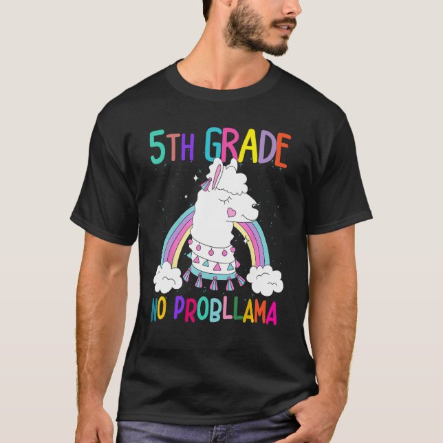 Camiseta 5th Grade No Prob Llama First Day Of School Teache (Frente)