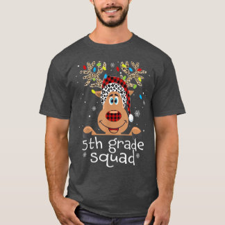 Camiseta 5th Grade Squad Plaid Reindeer Santa Hat Teacher C