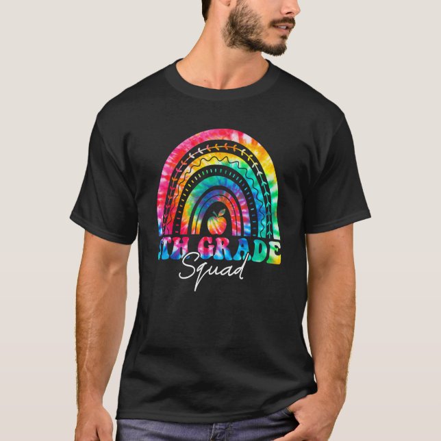 Camiseta 5th Grade Squad Rainbow Tie Dye Fifth Teacher Stud (Frente)