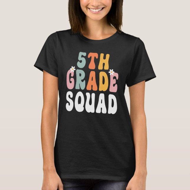 Camiseta 5th Grade Squad Retro Groovy Teacher Happy 1st Day (Frente)