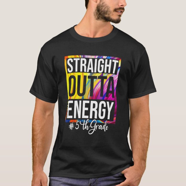 Camiseta 5th Grade Teacher Straight Outta Energy Groovy Tie (Frente)