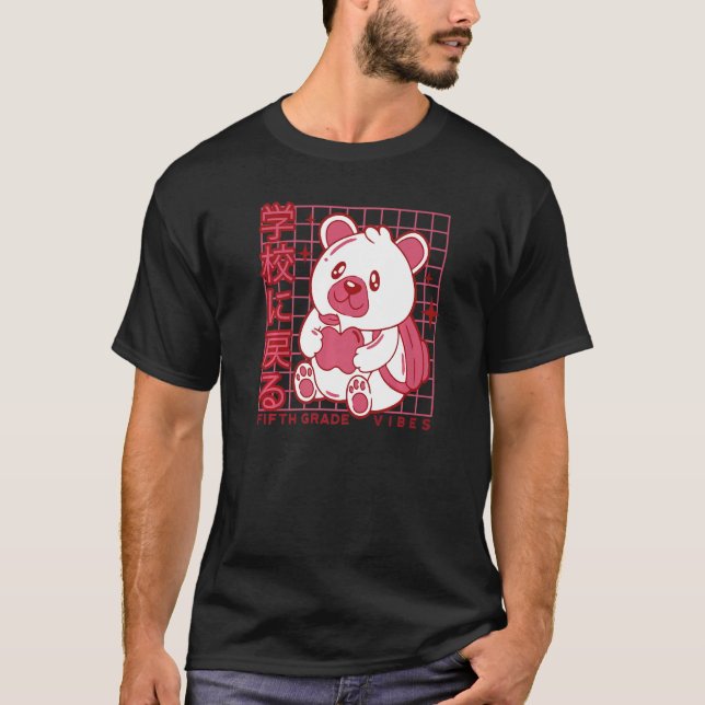 Camiseta 5th Grade Vibes Back to School Teddy Bear Japanese (Frente)