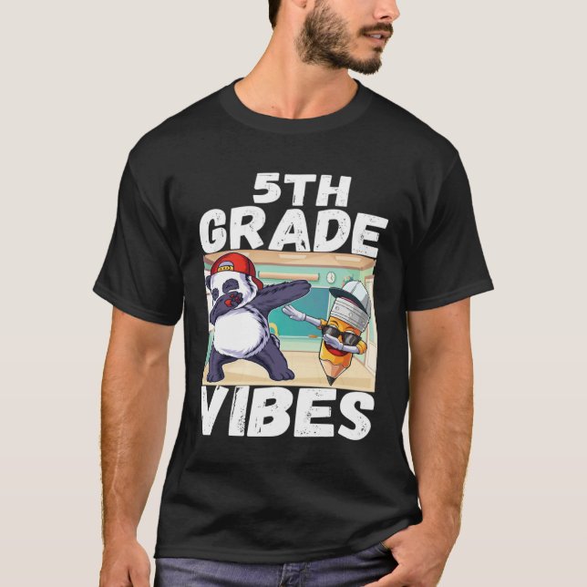 Camiseta 5th Grade Vibes Dabbing Panda Back to School Kids  (Frente)