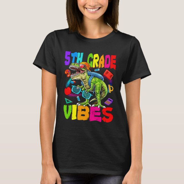 Camiseta 5th Grade Vibes Dinosaur Back To School (Frente)