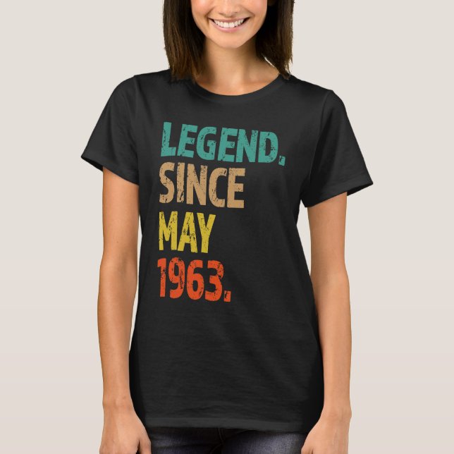 Camiseta 60ª Lenda de aniversário desde maio de 1963 60 ano (Frente)