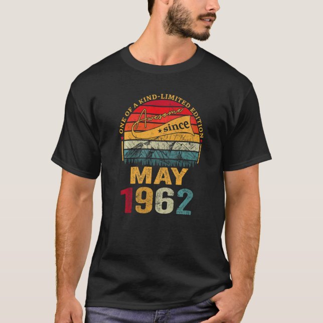 Camiseta 60º Aniversário, 60 anos, Espetacular desde maio d (Frente)