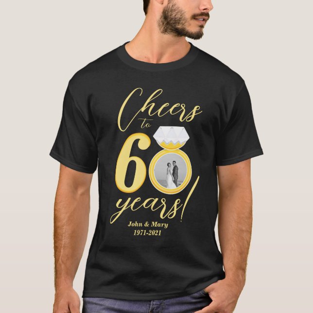 Camiseta 60º aniversário Alega 60 anos de casamento Foto (Frente)