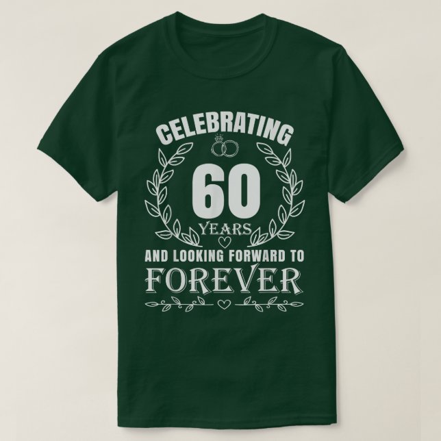 Camiseta 60º aniversário de casamento bonito para Casais ca (Frente do Design)