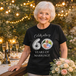 Camiseta 60º aniversário de casamento - diamantes negros