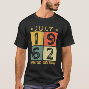 Camiseta 60º Aniversário Decorações Julho de 1962 60 Anos