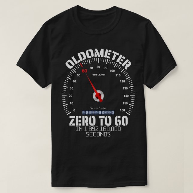 Camiseta 60º Aniversário Oldometer Zero A 60 Anos Engraçado (Frente do Design)