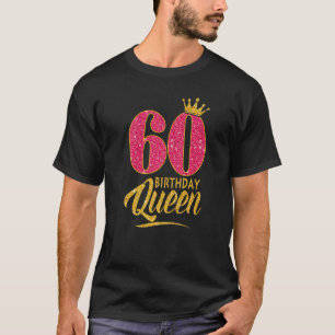 Camiseta 60º aniversário Rainha 60 anos Coroa rosa-rosa