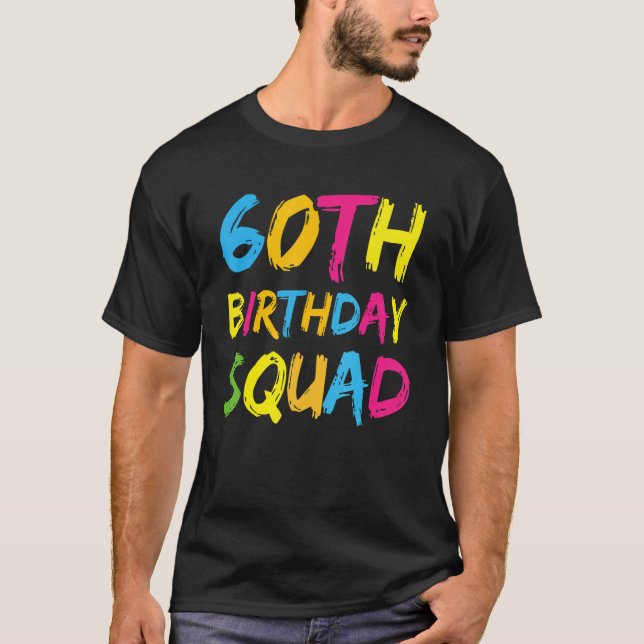Camiseta 60º Parabéns Grupo Familiar de Bday Party Squad (Frente)