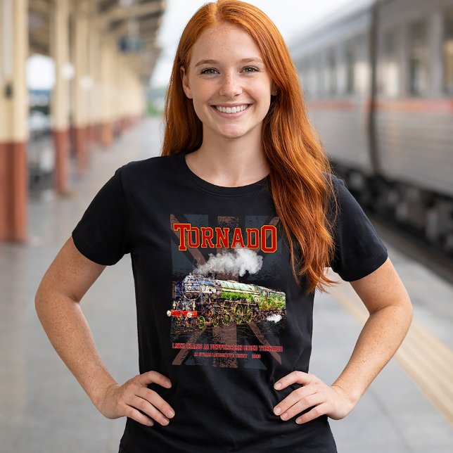 Camiseta 60163 Tornado Vintage Vintage Locomotive (Tornado Vintage Steam Train English Locomotive. Womens Basic T-Shirt)