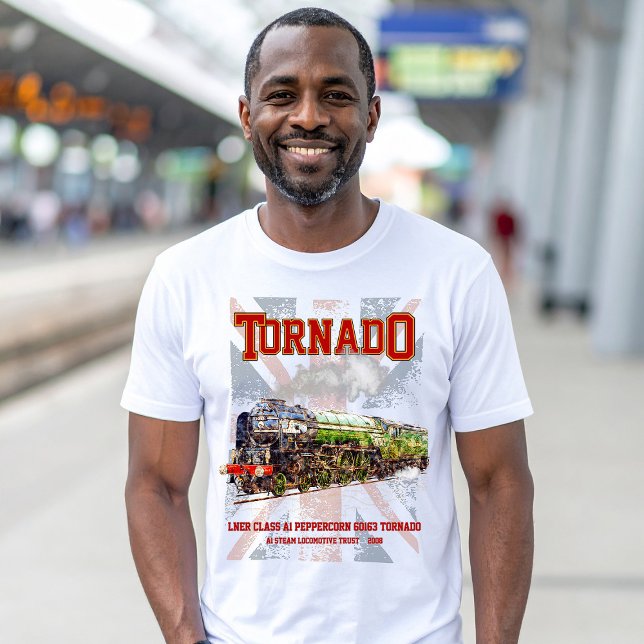 Camiseta 60163 Tornado Vintage Vintage Locomotive (Tornado Vintage Steam Train English Locomotive. Mens Basic T-Shirt)