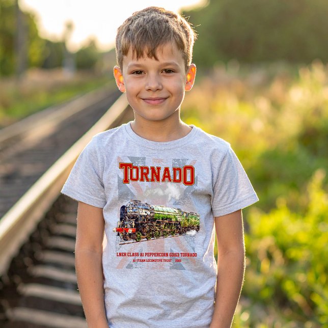 Camiseta 60163 Tornado Vintage Vintage Locomotive (Tornado Vintage Steam Train English Locomotive. Boy Basic T-Shirt)