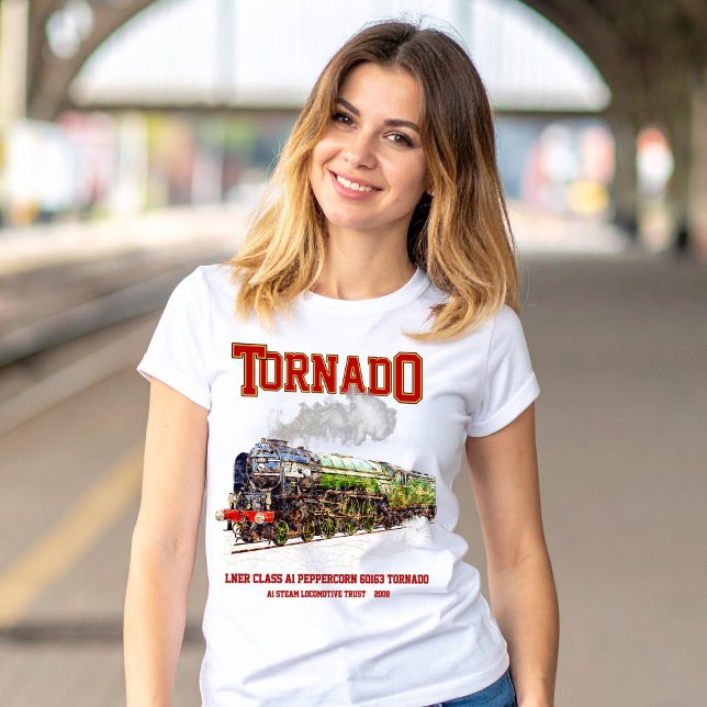 Camiseta 60163 Tornado Vintage Vintage Locomotive (Tornado Vintage Steam Train English Locomotive. Womens Basic T-Shirt)