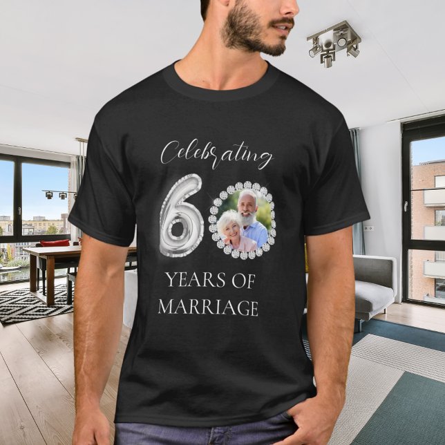 Camiseta 60.º aniversário de casamento foto diamantes homen (Criador carregado)