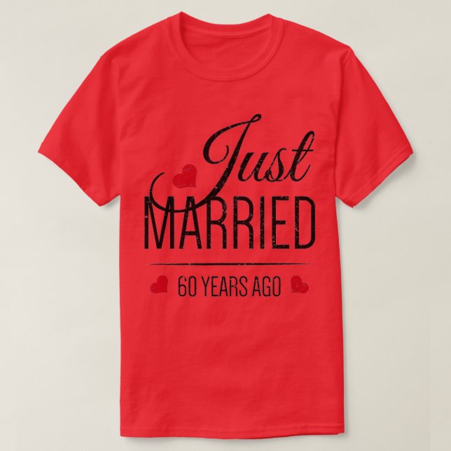 Camiseta 60.º aniversário de casamento - Recem casados 60 A (Frente do Design)