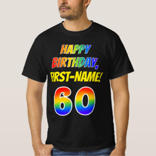 Camiseta 60.º Aniversário — Negrito, Divertido, Rainbow