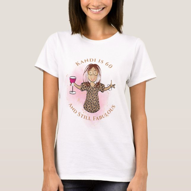 Camiseta 60 and Fabulous Ethnic Female Cartoon Birthday  (Frente)